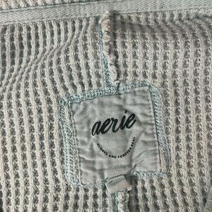 Aerie Soft Blue Textured Knit Top